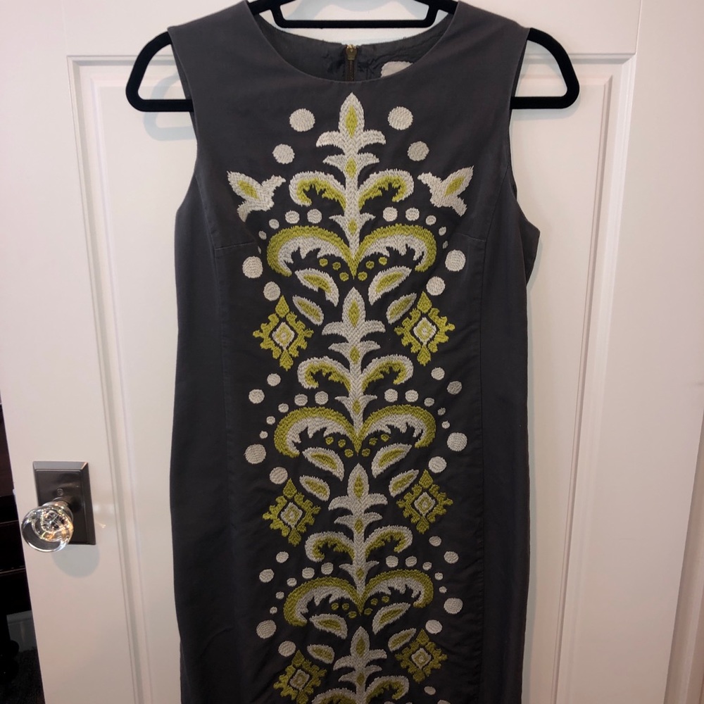 SOLD Gray embroidered sheath dress